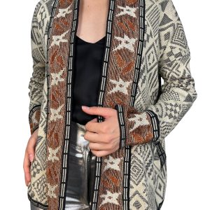 Sweater Abierto Fibras Metalizadas