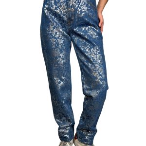 Jeans Slim Estampado Metalizado