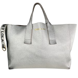 Bolso Cuero Plateado