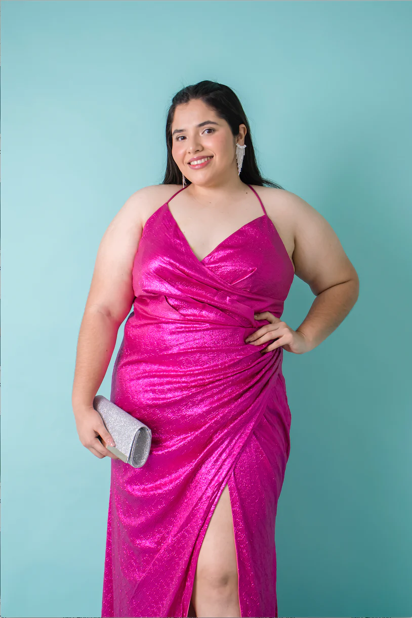 Maxi vestido de fiesta efecto brilloso - Imagen 3