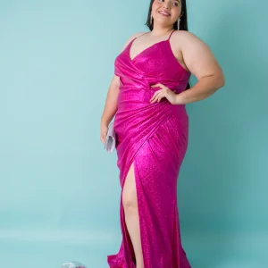 Maxi vestido de fiesta efecto brilloso