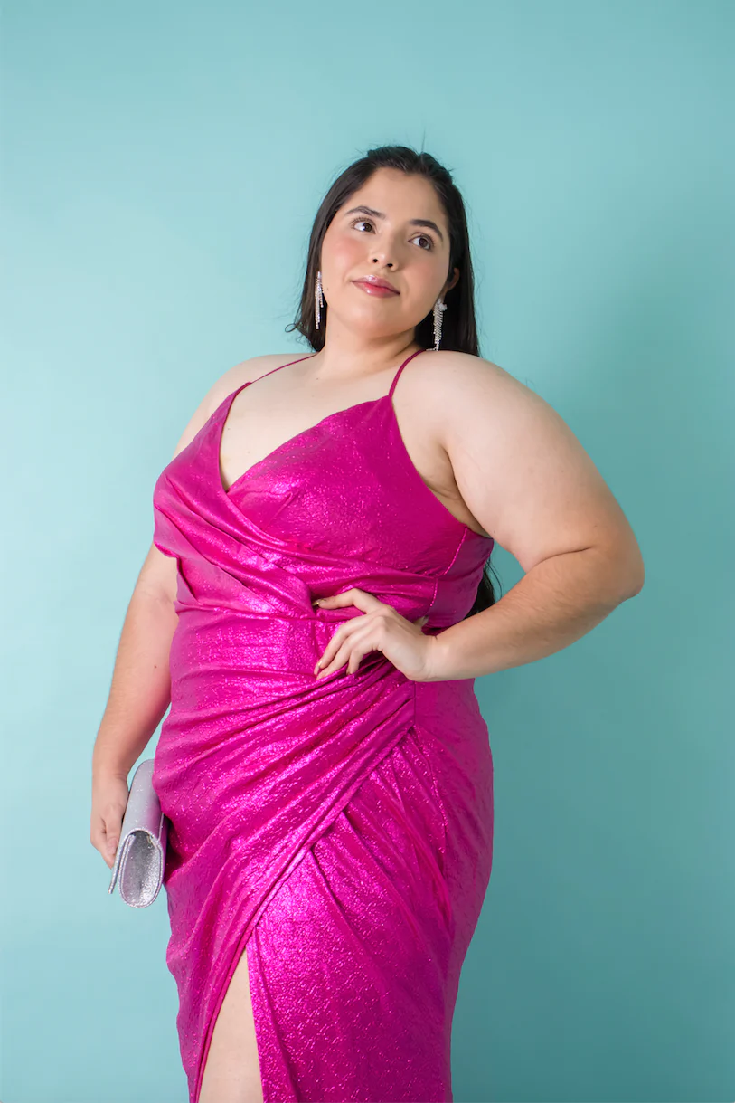 Maxi vestido de fiesta efecto brilloso - Imagen 4