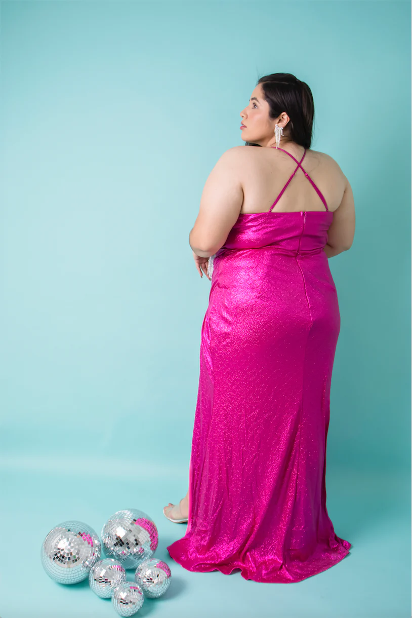 Maxi vestido de fiesta efecto brilloso - Imagen 5