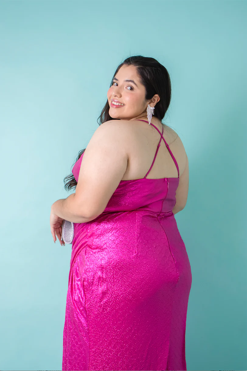 Maxi vestido de fiesta efecto brilloso - Imagen 6