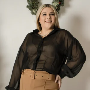 Blusa camisera de mesh