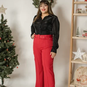 Pantalon vestir recto con cinto