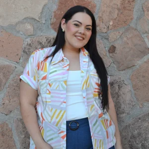 Blusa Camisera Manga Corta Estampada