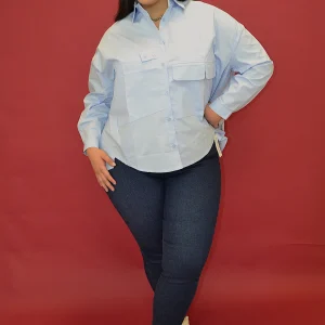 Blusa Camisera Con Bolsa Asimetrica