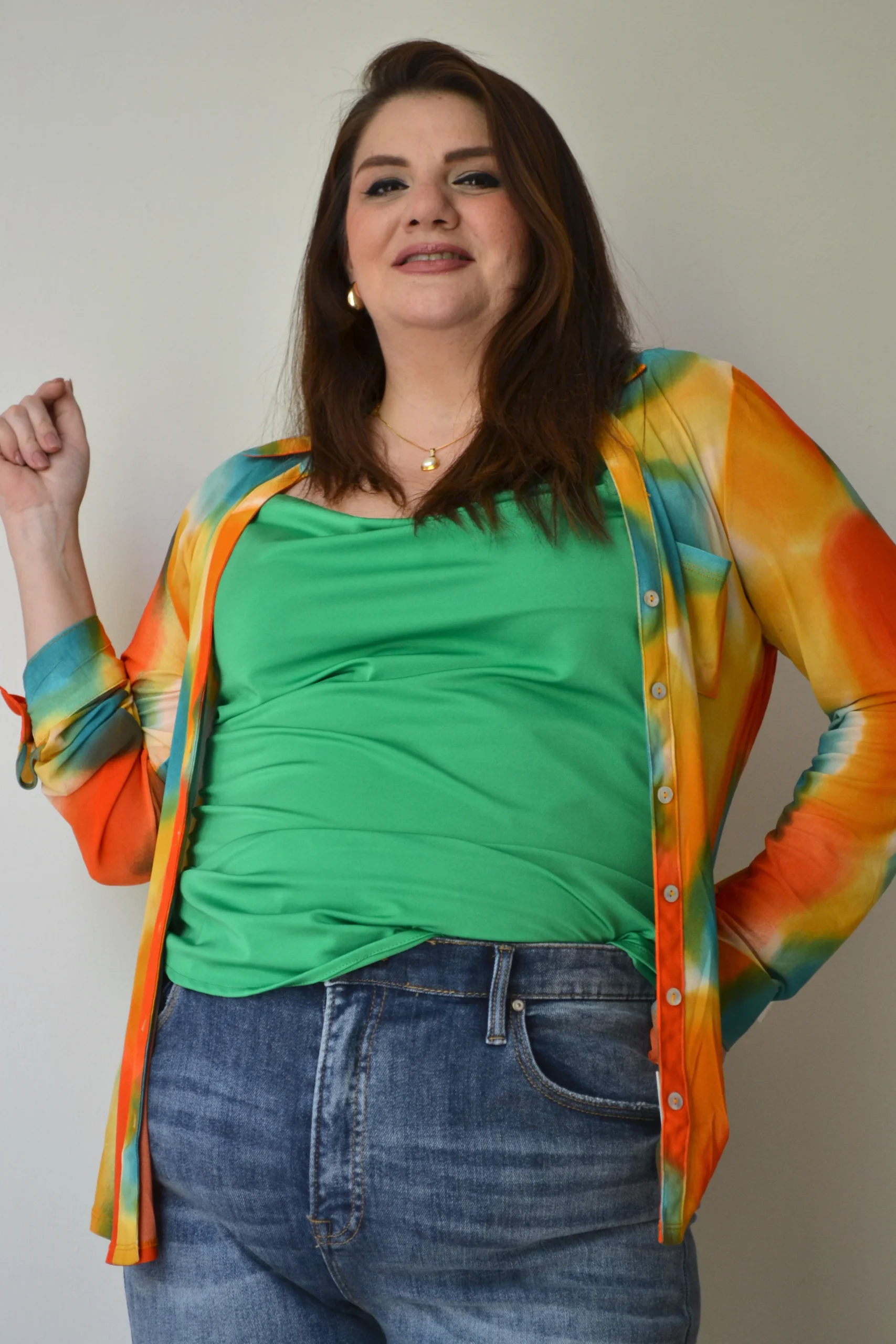 Blusa de tirantes satinada stretch - Imagen 3