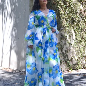 Vestido Largo Con Laso Estampado