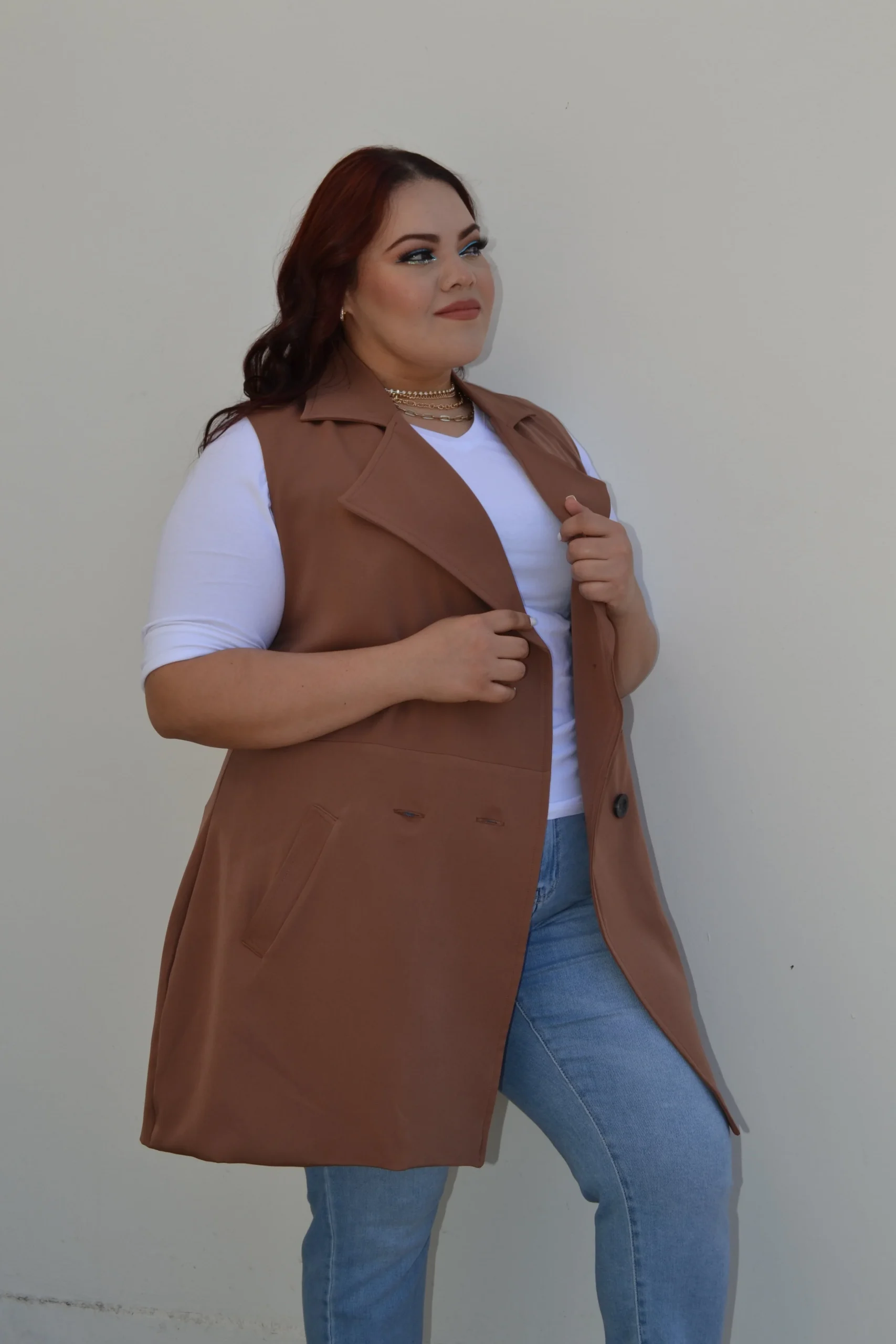 Chaleco de vestir largo con botones - Imagen 3