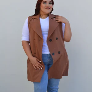 Chaleco de vestir largo con botones