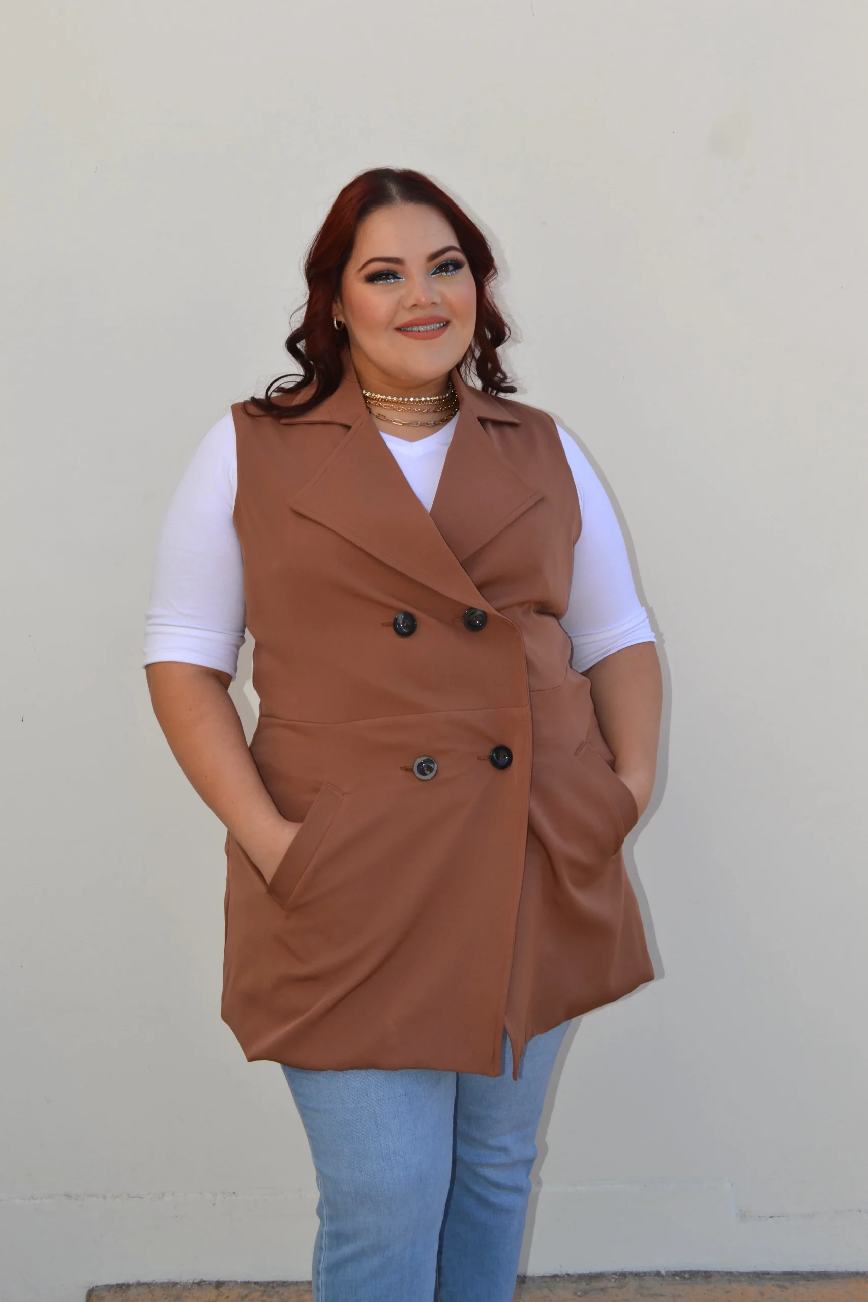 Chaleco de vestir largo con botones - Imagen 4