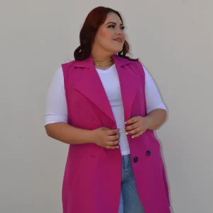 Chaleco de vestir largo con botones