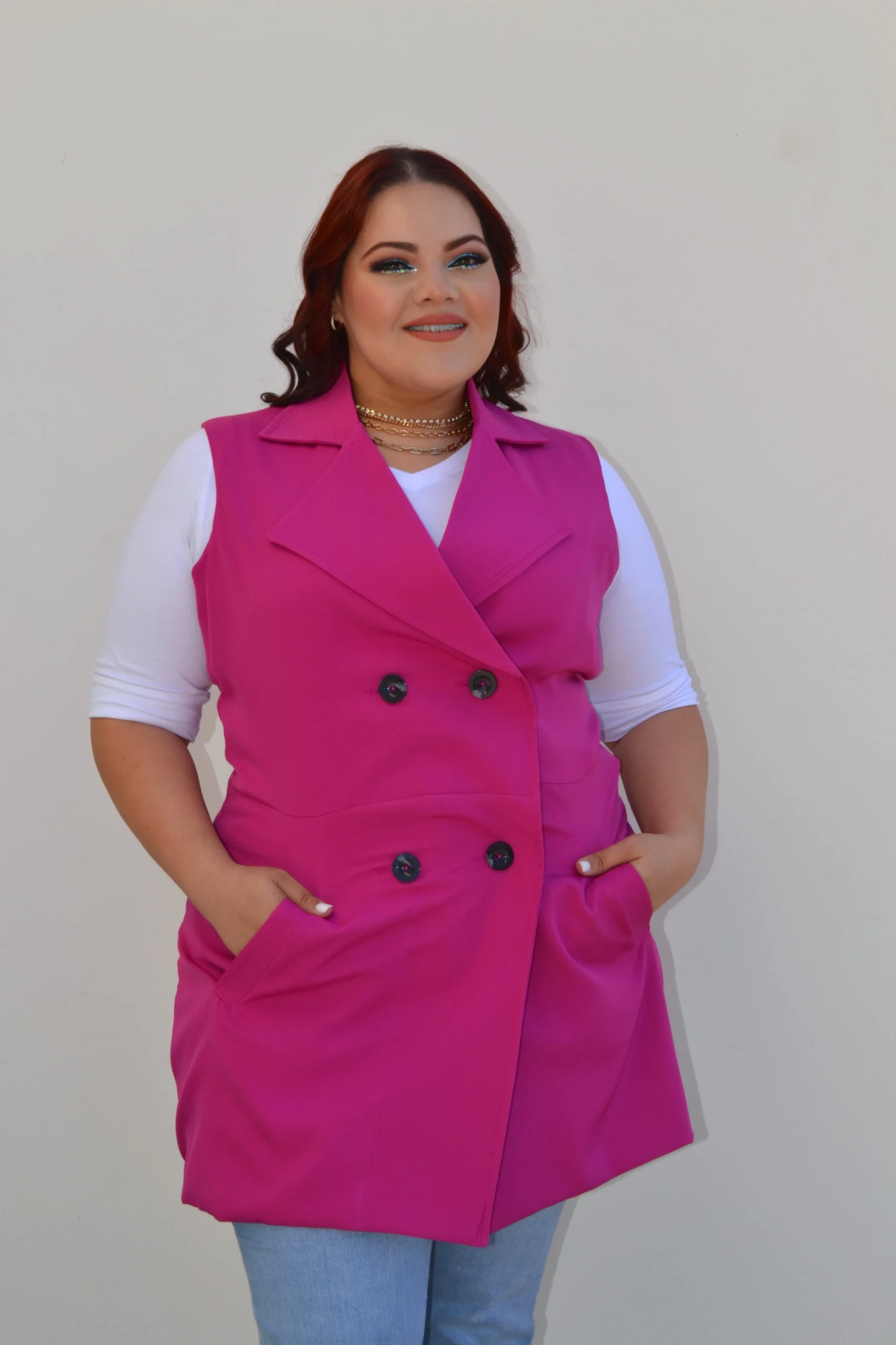 Chaleco de vestir largo con botones - Imagen 8