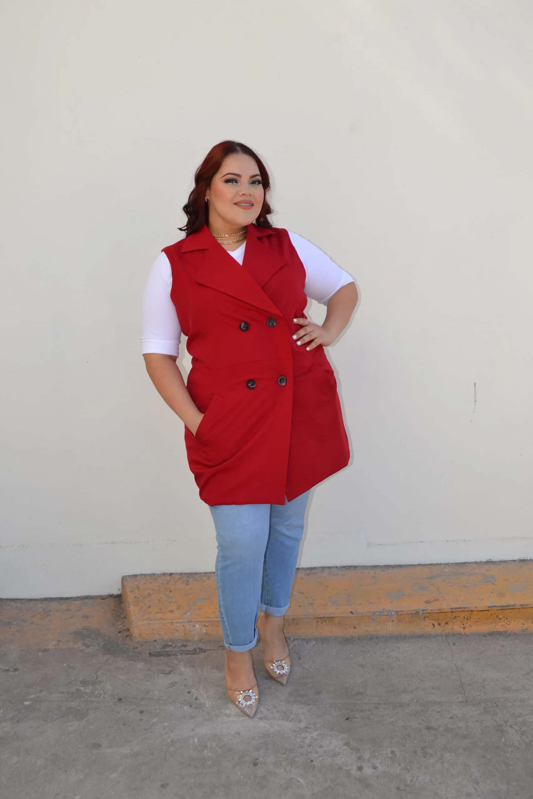 Chaleco de vestir largo con botones - Imagen 3