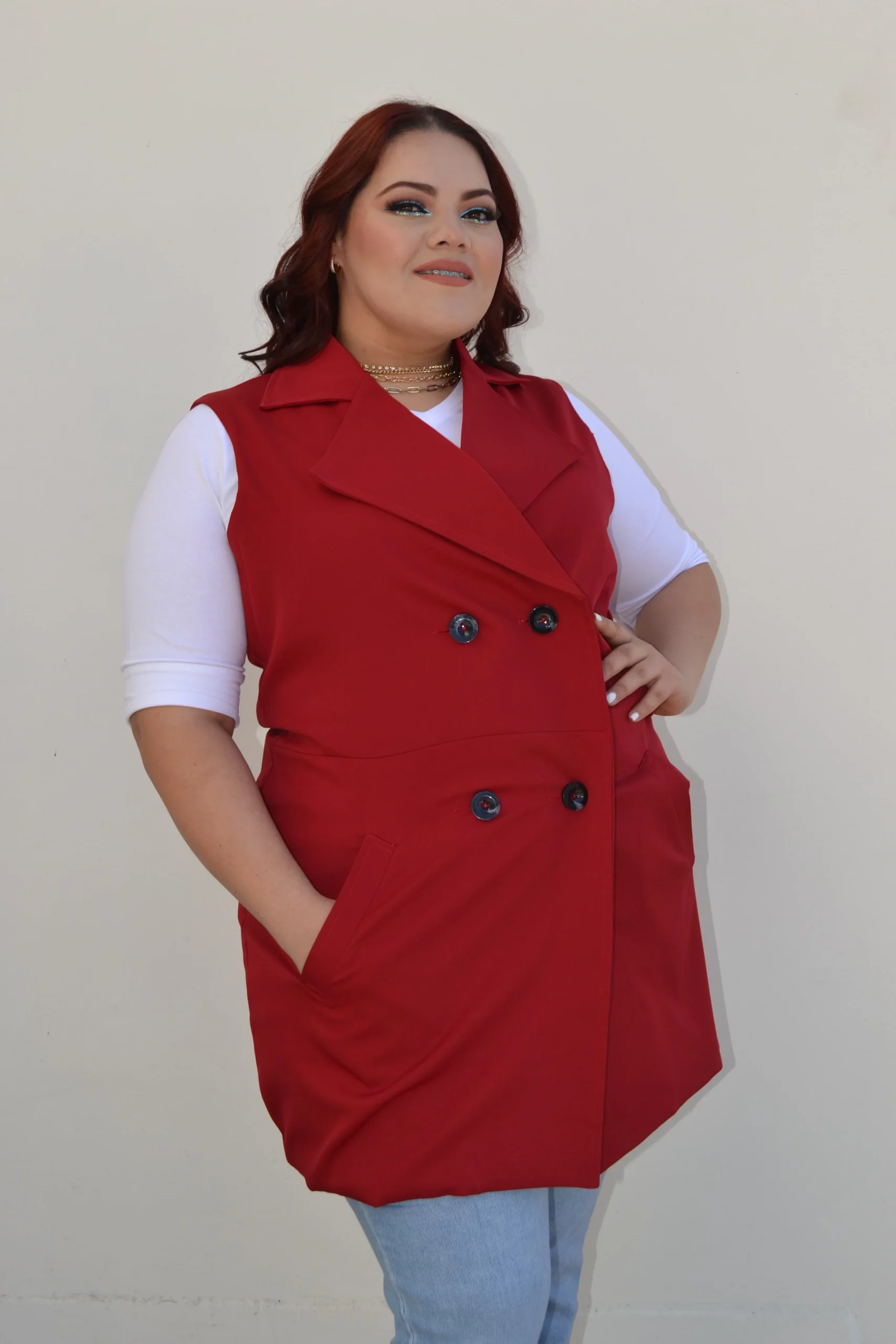 Chaleco de vestir largo con botones - Imagen 5