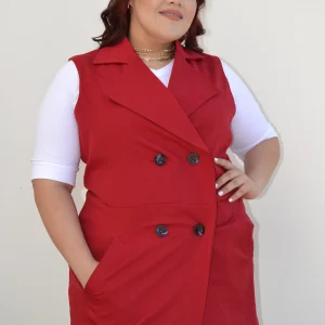 Chaleco de vestir largo con botones