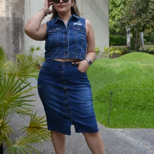 Falda de Mezclilla Larga con Botones