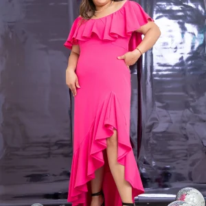 Vestido asimétrico con olan