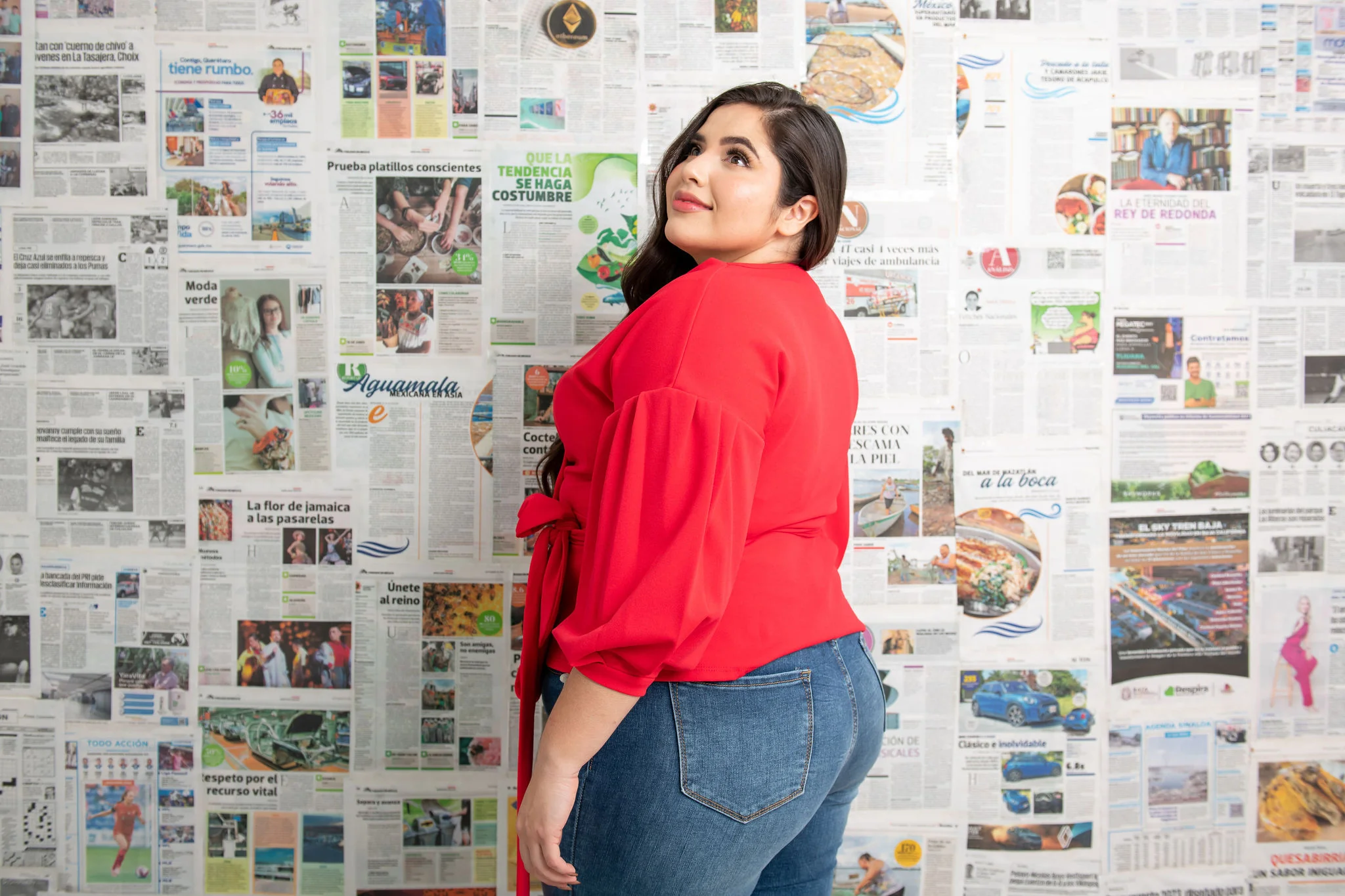 Blusa manga abullonada con lazo - Imagen 5