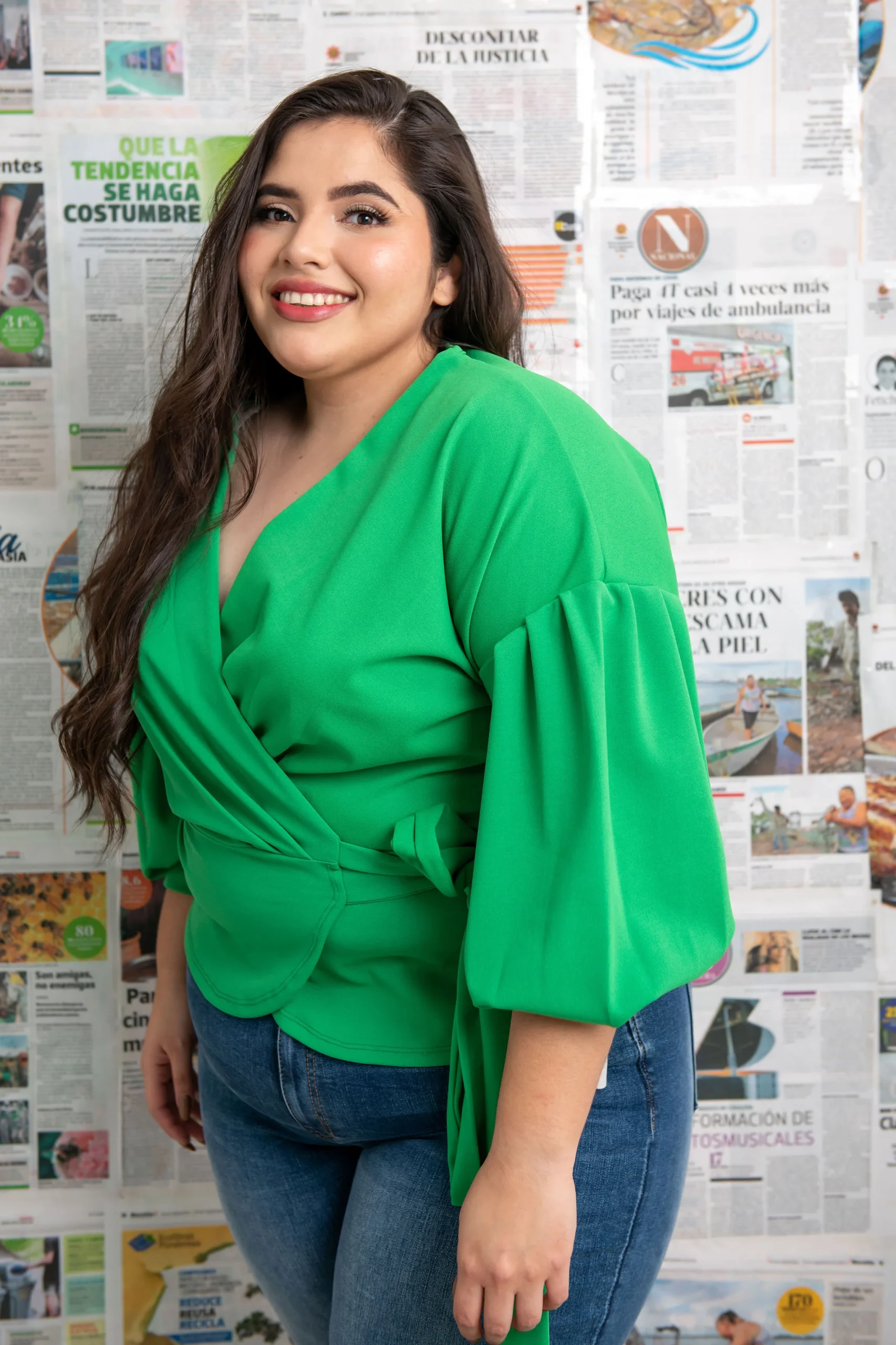 Blusa manga abullonada con lazo - Imagen 8