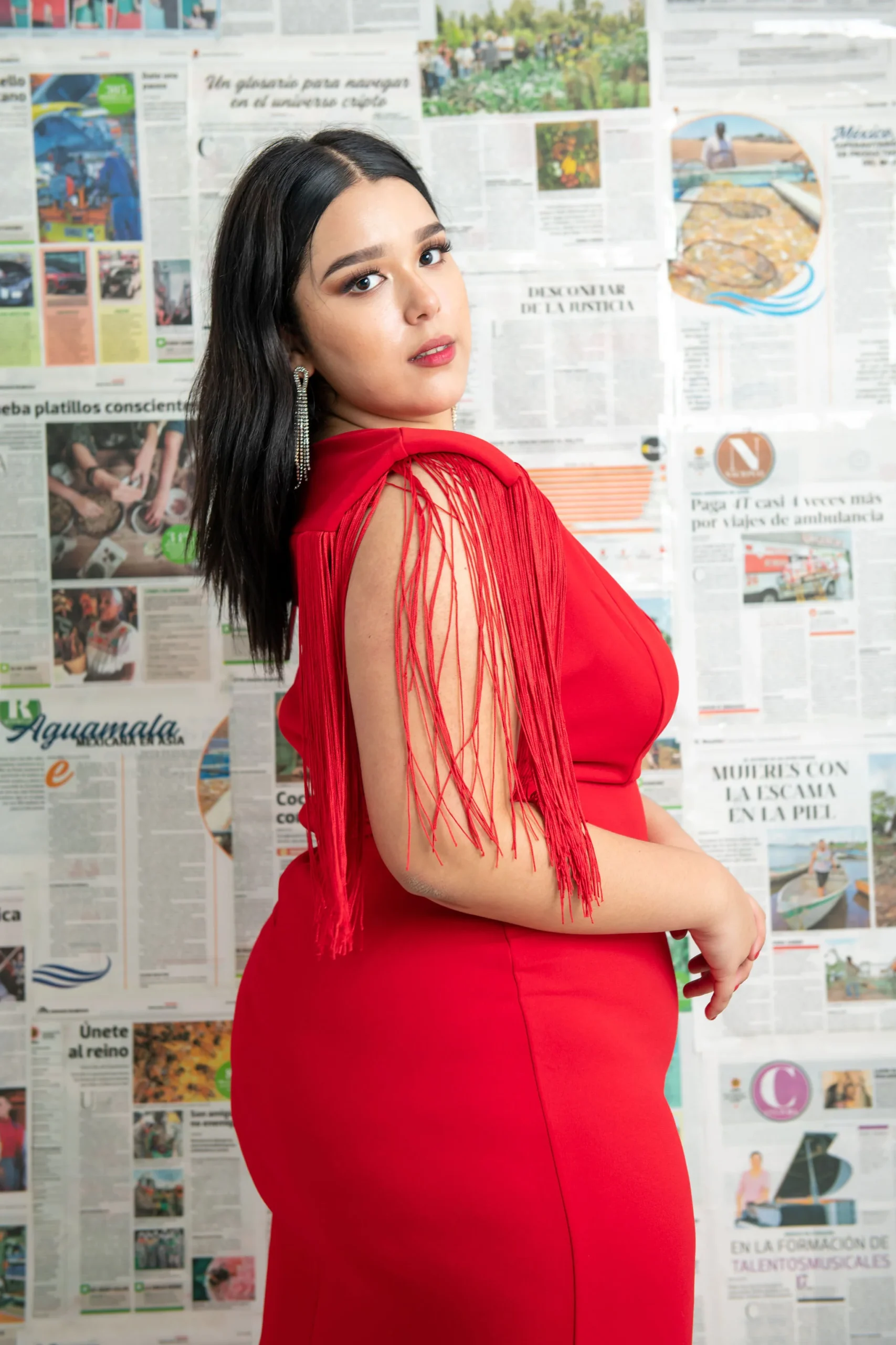 Maxi vestido de fiesta con barbas - Imagen 3