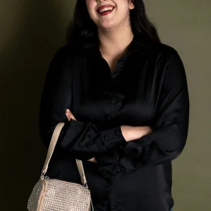 Blusa camisera en satin