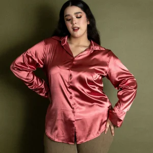 Blusa Camisera en Satin Lisa