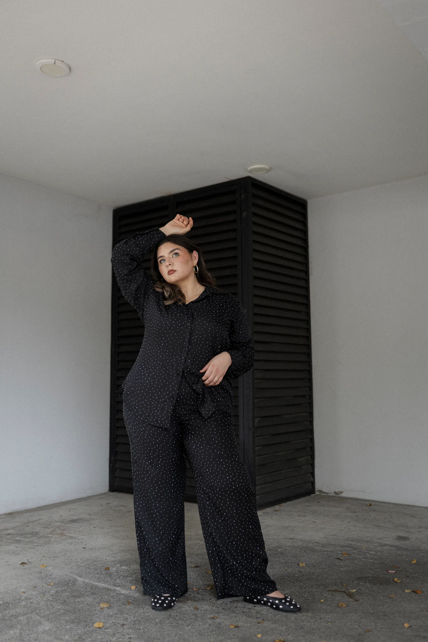 Set De Blusa Manga Larga y Pantalón Con Piedras