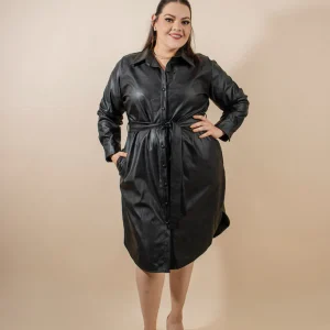 Vestido Camisero Piel con Lazo