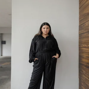 Set de blusa camisera y pantalón flare