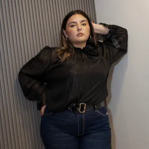 Blusa De Shifon Manga Larga