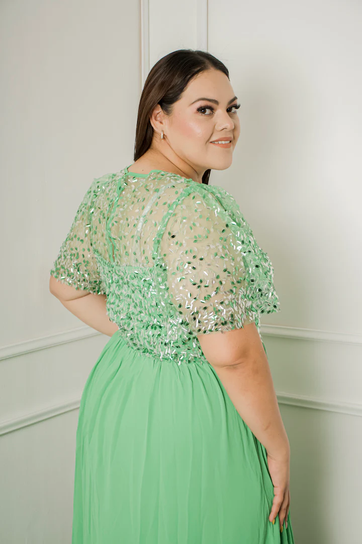 Maxi vestido de fiesta con aplicación - Imagen 3