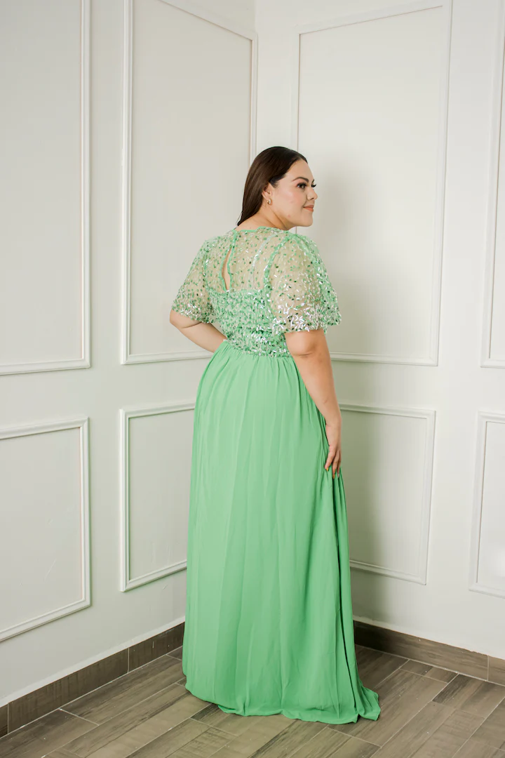 Maxi vestido de fiesta con aplicación - Imagen 4