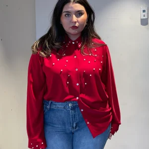 Blusa Camisera con Pedrerias