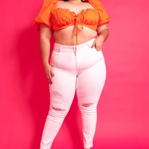 Crop top manga abullonada