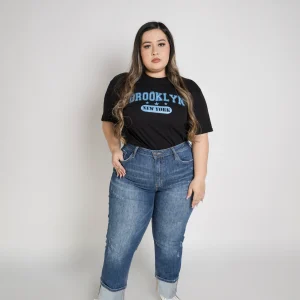 Jean Stretch Cintura Alta con Dobladillo