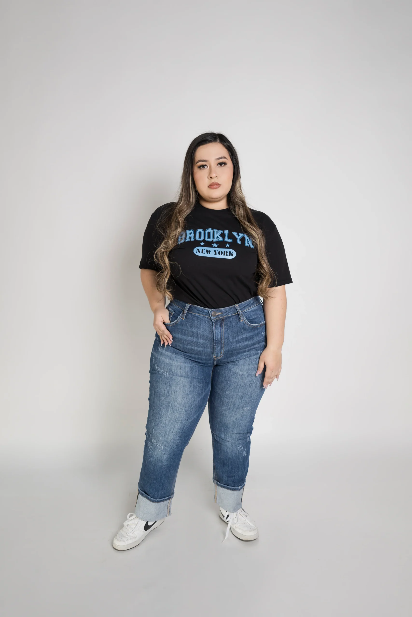 Jean Stretch Cintura Alta con Dobladillo