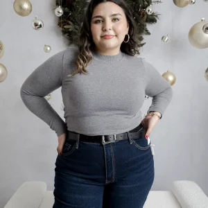 Blusa Tejida Con Cuello Manga Larga