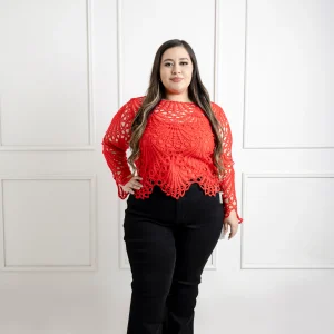 Blusa De Encaje Manga Larga