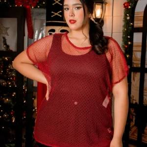 Blusa tipo red con pedrería