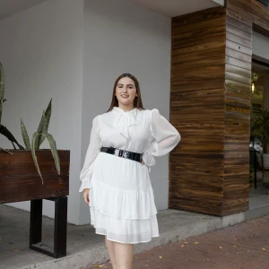 Vestido Manga Larga Con Cinto