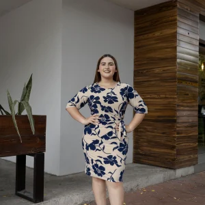 Vestido Estampado Manga 3/4