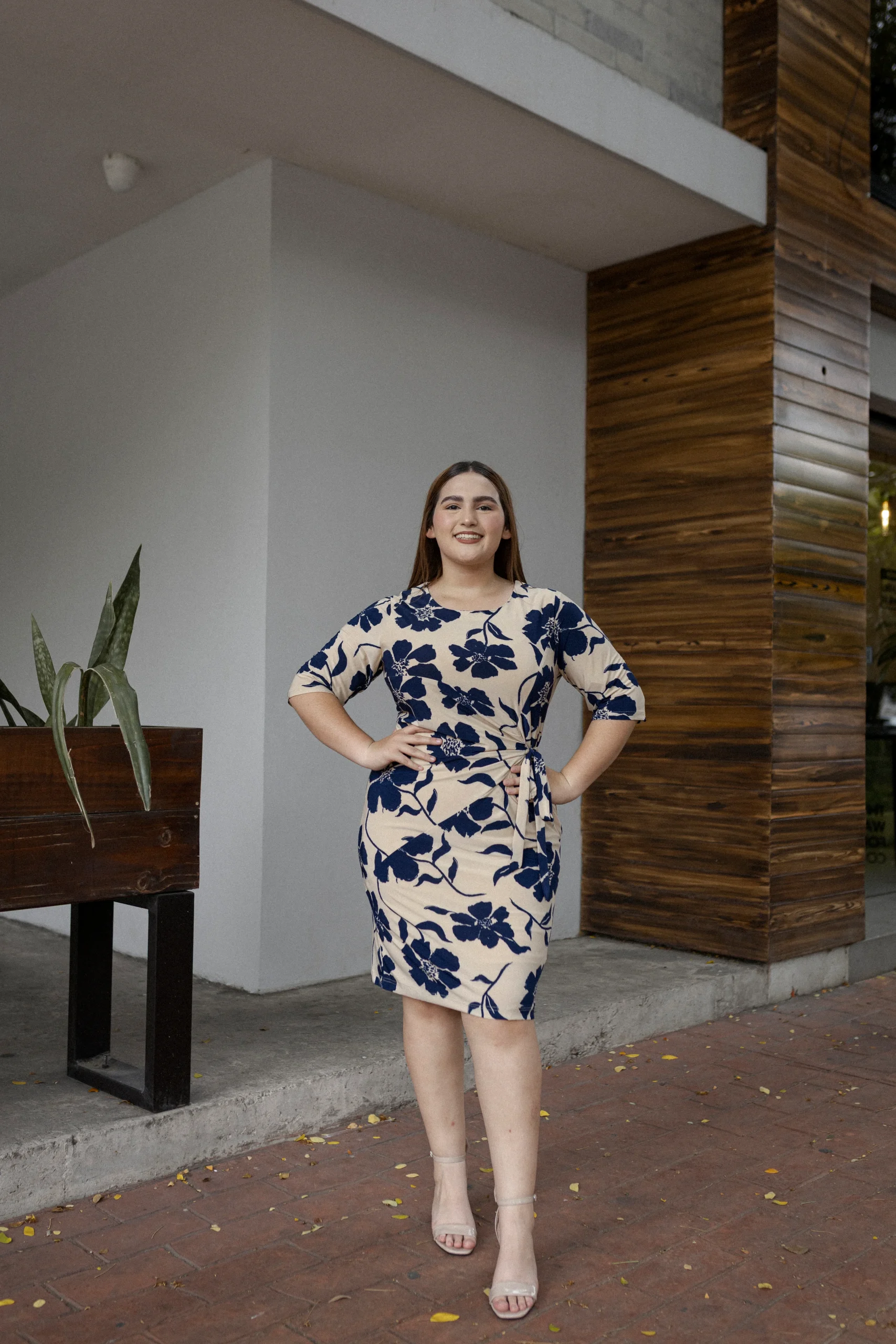 Vestido Estampado Manga 3/4