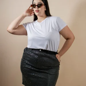 Falda de Mezclilla Corta con Piedras