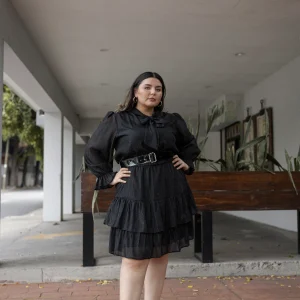 Vestido Manga Larga Con Cinto