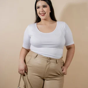 Blusa manga 3/4 cuello redondo