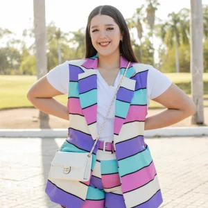 Set de short y chaleco estampado