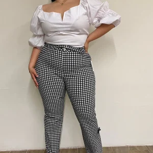 Pantalon vestir recto con cuadros